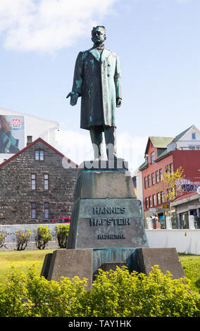 Hannes HAFSTEIN Statue in Reykjavik, Island Stockfoto