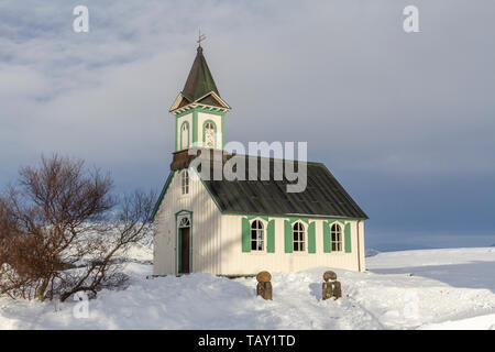 Kirche in Þingvellir Þingvellir (pingvellir) National Park, Island. Stockfoto