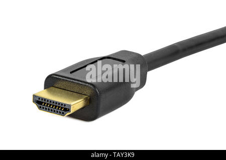 HDMI-Stecker auf weißem Hintergrund mit Freistellungspfad isoliert Stockfoto