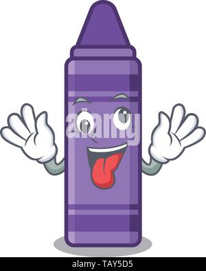 Crazy purple Crayon in ein Maskottchen, Tasche Stock Vektor
