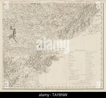 Östlichen Österreich, Osteuropa Tschechien & NW in der Slowakei. Mähren CHAUCHARD 1800 alte Karte Stockfoto