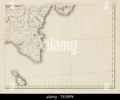 Östlichen Sizilien, im südlichen Kalabrien & Malta. Den Ätna. Italien. CHAUCHARD 1800 Karte Stockfoto