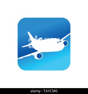 Fliegende Flugzeug Blau Abgerundete quadratische Form Vektor Symbol Grafik Logo Design Template Stock Vektor