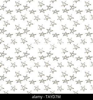 Hand nahtlose star Pattern mit Tinte doodles gezeichnet. Hintergrund Stockfoto