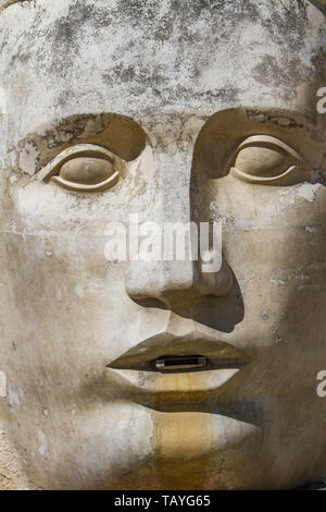 NIMES, Frankreich - 29 April, 2019: Detail der Fontaine tete bei Place d'Assas in Nimes, Frankreich. Brunnen wurde von Martial Raysse bei 1989. Stockfoto