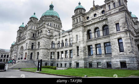 Victoria, British Columbia, Kanada - 3. Mai 2019 - Dies ist der Parlioment Gebäude Haus der Rechtsvorschriften Montage von British Columbia. Es war geöffnet in Stockfoto