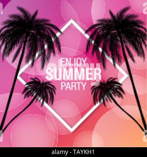 Palmen Silhouette moderner Sommer Party Banner mit bunten Hintergrund, Vektor, Abbildung, eps-Datei Stock Vektor
