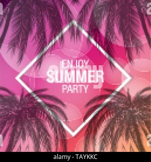 Palmen Silhouette moderner Sommer Party Banner mit bunten Hintergrund, Vektor, Abbildung, eps-Datei Stock Vektor