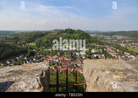 Blick vom Turm zu Bilstein Marsberg, Deutschland, Nordrhein-Westfalen, Sauerland, Marsberg Stockfoto