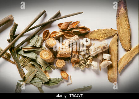 Traditionelle chinesische Medizin Kraut Zutaten. Stockfoto