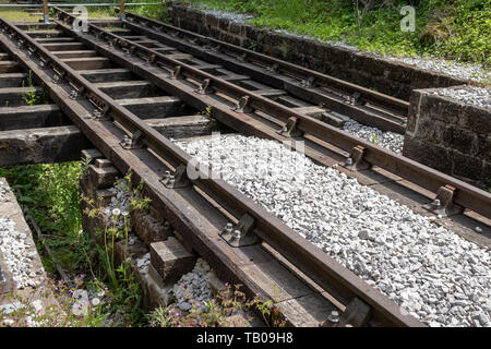 Original Bahnstrecken in Cromford und High Peak Railway bei hohen Peak Junction, Cromford, Derbyshire. England Stockfoto