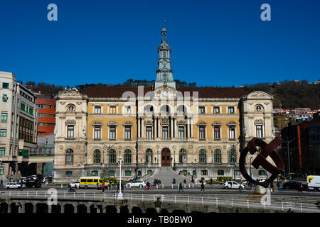 Bilbao, Spanien. Februar 13, 2019. Bilbao City Hall (Casa consistorial - Ayuntamiento) Stockfoto