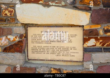 Camp Glück Marker im Camp Glück übersehen, Clark Canyon Reservoir Erholungsgebiet, Lewis und Clark National Historic Trail, Montana Stockfoto