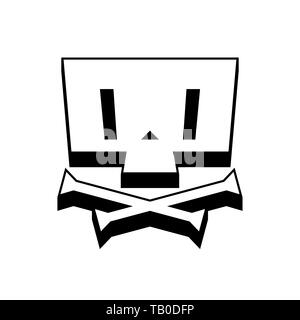 Platz Schädel und Knochen isoliert. Vector Illustration Stock Vektor