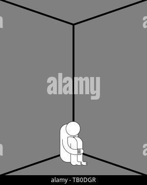 Weinend in der Ecke. Schmerz und Trauer. Beleidigung und Angst Stock Vektor