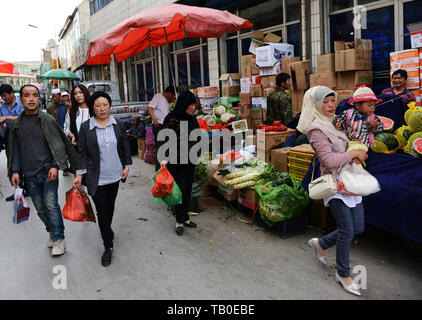 Die lebhaften Markt in Linxia, Provinz Gansu, China. Stockfoto