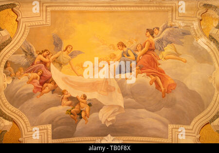 Rome, Italien - 10 April, 2018: Das Fresko Herrlichkeit der Heiligen Grabtuch in Basilika Collegiata di San Sebastiano von Francesco Mancini Ardizzone (1899-1901) Stockfoto