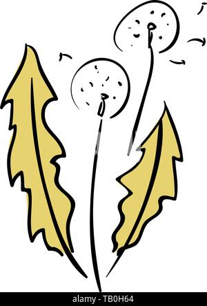 Vektor Löwenzahn blasen Silhouette. Flying schlag Löwenzahn knospen Außendekoration schwarz auf weiß. Camping. Kugelschreiber. pine Stock Vektor