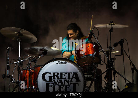 Drummer Danny Wagner - Greta Van Flotte in Toronto, Kanada Stockfoto