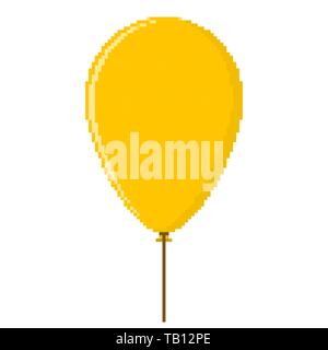 Pixel art Design des Ballons. Vector Illustration. Gelber Ballon im flachen Stil, isoliert Stock Vektor