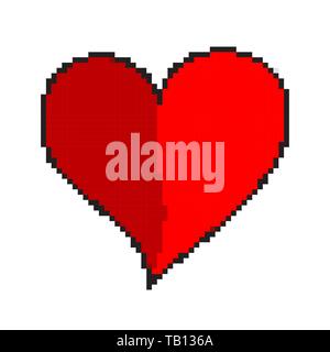 Rotes Herz in Pixel Stil. Vector Illustration. Abstraktes Herz Symbol isoliert Stock Vektor