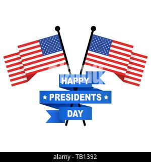Happy Präsidenten Tag mit Band und Fahnen. Vector Illustration. Flyer, Banner oder Poster für Happy Präsidenten Tag. Stock Vektor