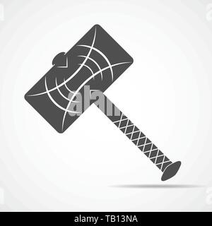 Thor's Hammer Symbol in einem flachen Design. Vector Illustration. Thor's Hammer, auf hellem Hintergrund isoliert Stock Vektor