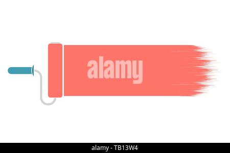 Rosa Lack Roller-Symbol. Vector Illustration der Wand Farbroller Pinsel Stock Vektor