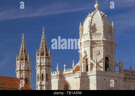 Kloster Jeronimos oder Abtei in Lissabon, Portugal, alias Santa Maria de Belém Kloster. Der UNESCO als Meisterwerk des Manu eingestuft Stockfoto