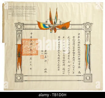 Naval chief Personal Arzt Dr. Leonhard Meyer - Dekorationen und Dokumente gruppieren, 5-teilig Medaillen bar mit Preußen: Eisernes Kreuz 2.Klasse 1914, Deutsches Reich: Südwest Afrika Gedenkmedaille aus Stahl, Bayern: militärische Verdienste um 4.Klasse mit Schwertern (Weiss, Gold), Jubilee Medal 1905 und China: Li Yuen hing Medaille für Verdienste um das Rote Kreuz in Silber für die Wuchang Aufstand 1911. Ein Jahrhundert - Additional-Rights Clearance-Info - Not-Available Stockfoto