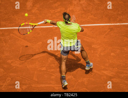 Paris, Frankreich, 29. Mai 2019, Tennis, French Open, Roland Garros, Rafael Nadal (ESP) in Aktion gegen Yannick Maden (GER) Foto: Henk Koster/tennisimages.com Credit: Henk Koster/Alamy leben Nachrichten Stockfoto