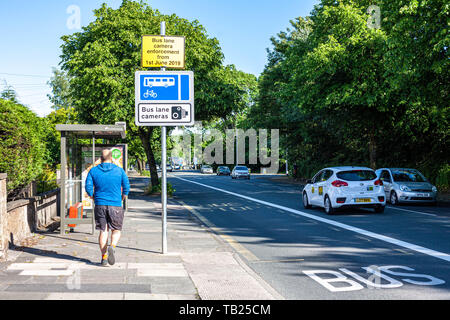 Lancaster, Lancashire, Großbritannien, 29. Mai 2019, Lancashire County Council hat CCTV-Kameras installiert die Busspuren über Skerton & Der Graue Hund Brücken zusammen mit Parlament und Morecambe Straße in Lancaster überwachen. Der County Council installiert haben die Kameras der Busspur zu erzwingen und sagen, daß es in dem Bemühen, den Bus Service rund um die Stadt zu verbessern und sie will gar kein Geld von den Kameras machen. Credit: Fotografieren Nord/Alamy leben Nachrichten Stockfoto