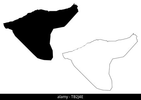 Al-hasaka Governorate (Gouvernements von Syrien, Arabische Republik Syrien) Karte Vektor-illustration, kritzeln Skizze Hasaka Karte Stock Vektor