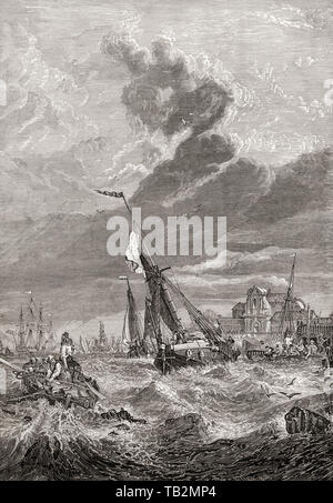 Gegen den Strom in Tilbury Port, Themse, Essex, England Wind, hier im 19. Jahrhundert. Aus dem Englischen Bilder, veröffentlicht 1890. Stockfoto