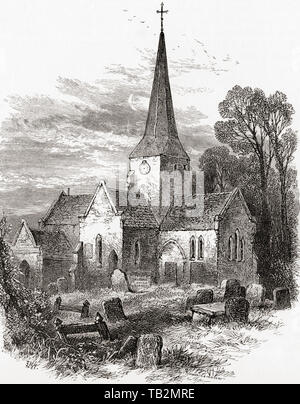 St Giles' Kirche, Horsted Keynes, Sussex, England, hier im 19. Jahrhundert. Aus dem Englischen Bilder, veröffentlicht 1890. Stockfoto