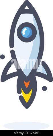 Rocket Vektor icon. Cartoon und MBE-style logo Vorlage. Isolierte Vector Illustration. Stock Vektor