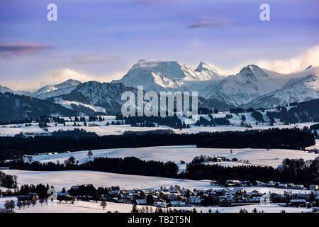 Winter in den Allgäuer Alpen in Bayern Stockfoto