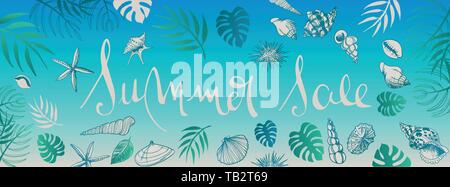 Vektor Summer Sale doodles vollständigen Vektor großes Banner Stock Vektor
