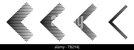 Satz von schwarz gestreifte Pfeile. Vector Illustration. Abstrakte Pfeile isoliert. Pfeil Stock Vektor