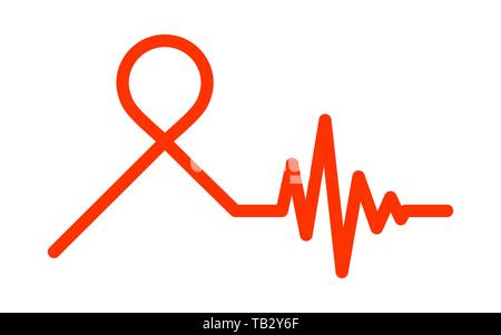 Awareness Ribbon mit Heartbeat Symbol. Vector Illustration. Medizinisches Konzept Symbol. Heartbeat Symbol Stock Vektor