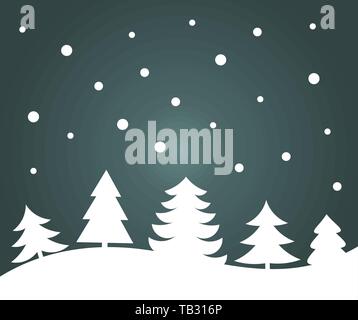Winter im Wald. Weihnachtsbäume Nacht Landschaft. Vector Illustration Stock Vektor