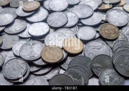 Indische Währung und Stückelung. Kann als Hintergrund verwendet werden. Stockfoto