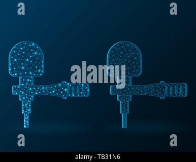 Mikrofon Low-poly-Design, Mik-halter, Tonaufnahmen polygonalen Vector Illustration Stock Vektor