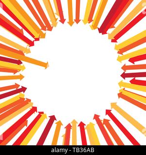 Vector Illustration. Hintergrund mit roten Pfeilen in Kreisform. Stock Vektor