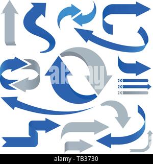 Vector Illustration. Soft Pfeile Kollektion in Blau und Grau. Stock Vektor