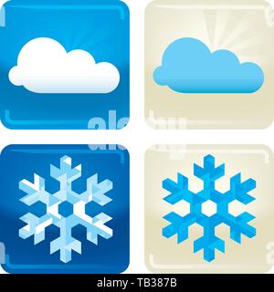 Vektor Element. Satz von zwei Ökologie Symbole auf den Schaltflächen. Cloud und Schnee. Stock Vektor