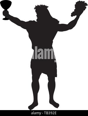 Gott dionysos Bacchus Wein Silhouette der antiken Mythologie fantasy Stock Vektor