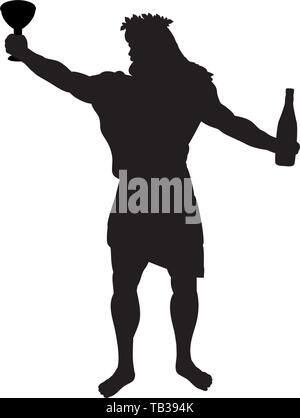 Gott dionysos Bacchus Wein Silhouette der antiken Mythologie fantasy Stock Vektor