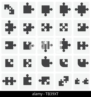 Puzzle Symbole auf sqaures Hintergrund für Grafik- und Webdesign. Einfachen Vektor unterzeichnen. Internet Konzept Symbol für Website Taste oder mobile App. Stock Vektor