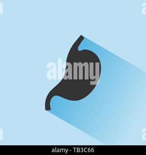 Magen Symbol mit Schatten auf blauem Hintergrund. Vector Illustration Stock Vektor